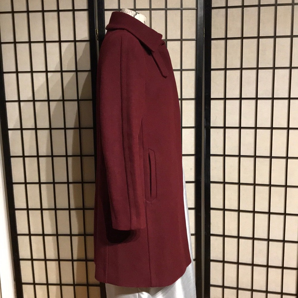 ✈️Loft Wool Preppy long Mock Pencil Bodice wine burgundy solid minimalist button - Picture 6 of 15